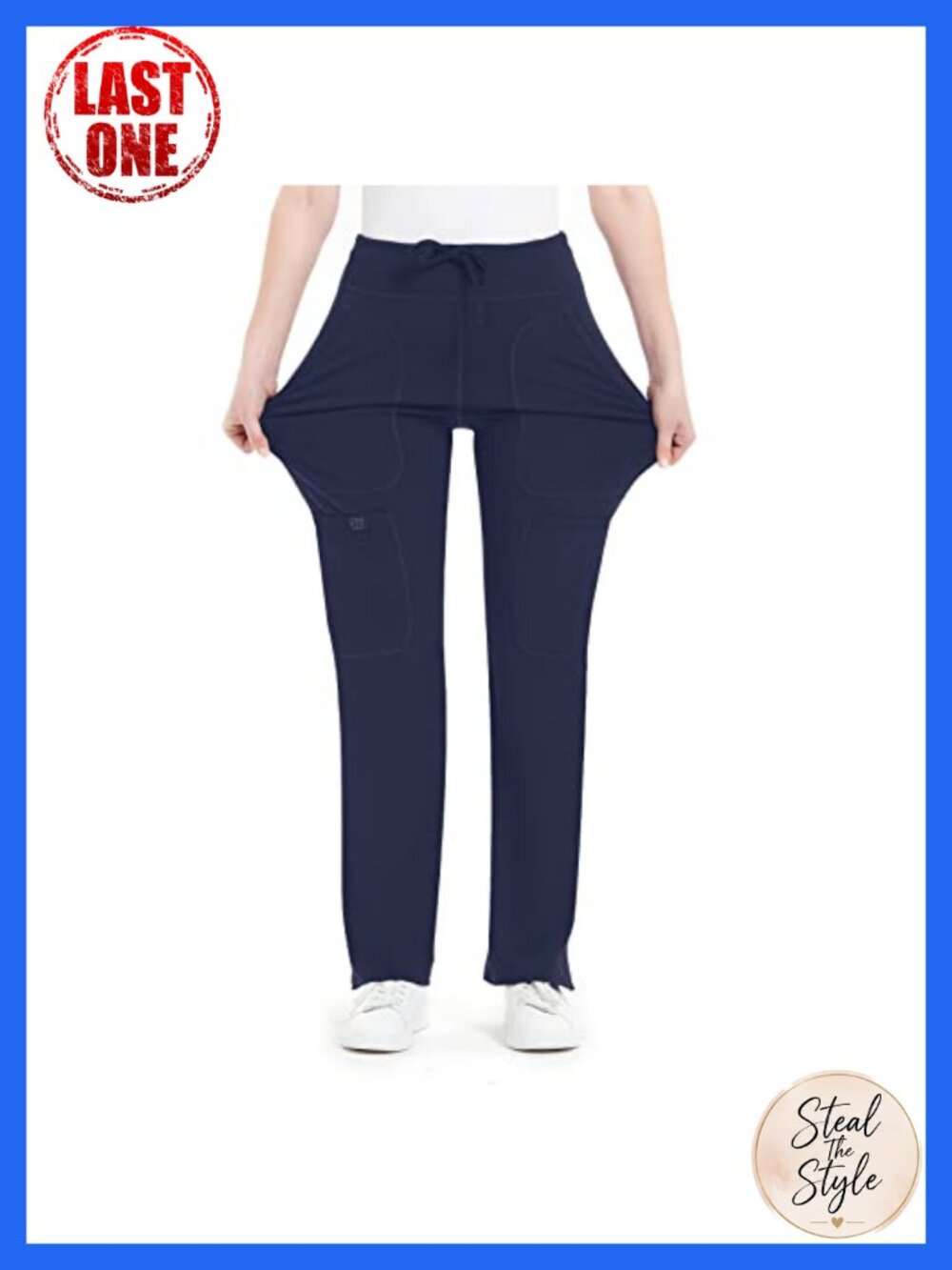 QBK Yoga Scrub Pants Mid Rise Flare Leg Cargo Pockets Work Pants